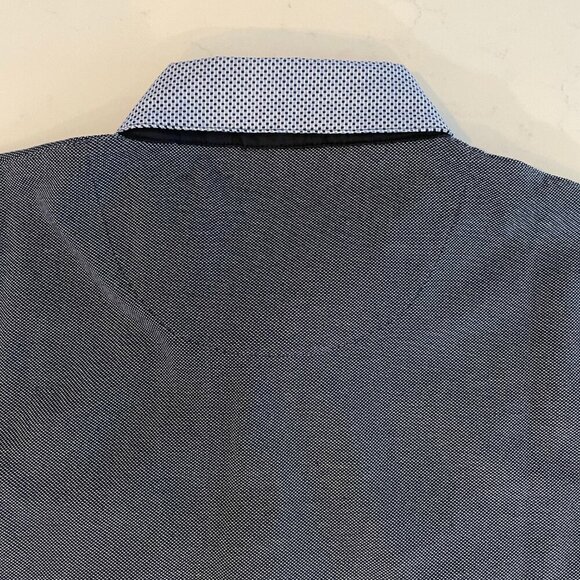 Denim & Flower Ricky Singh Easy Care 3 Button SS Poly Polo Shirt Blue Sz M NWT - Picture 9 of 11